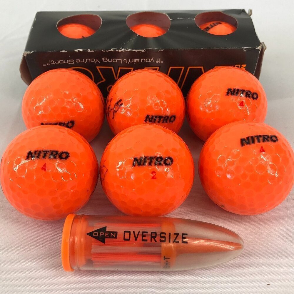 Nitro Orange Golf Balls Set of 9, 3 New In Box With 1 Brush-T